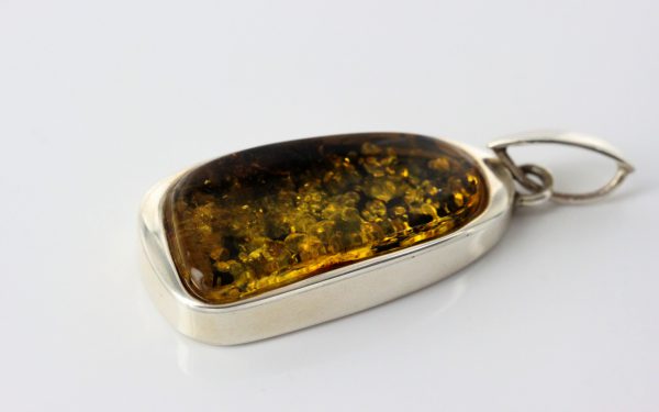 Green Baltic Amber Pendant Italian Style Unique in 925 Silver PE0208 RRP£120!!!