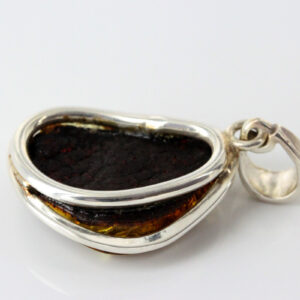 Green Baltic Amber Pendant 925 Silver Italian Design Handmade PE0207 RRP£125!!!