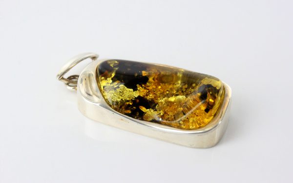 Green Baltic Amber Pendant 925 Silver Italian Design Handmade PE0202 RRP£140!!!