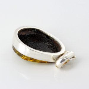 Green Baltic Amber Pendant 925 Silver Italian Design Handmade PE0203 RRP£95!!!