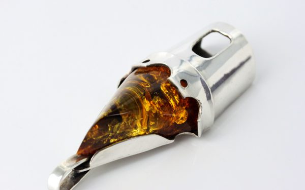 Green Baltic Amber pendant in 925 Silver "Queen" handmade unique PE0200 RRP£275!!!