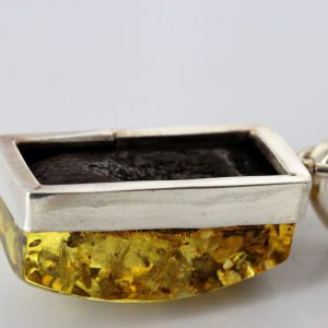 Silver Pendant with Green Baltic Amber Handmade Italian Style PE0194 RRP£125!!!