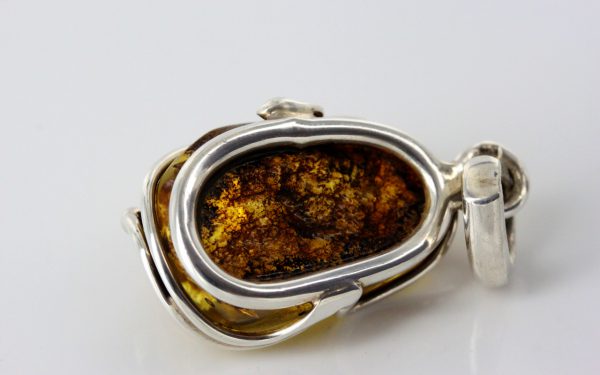 Green Baltic Amber Pendant Elegant Italian Style In 925 Silver PE0192 RRP£100!!!