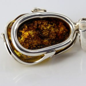 Green Baltic Amber Pendant Elegant Italian Style In 925 Silver PE0192 RRP£100!!!