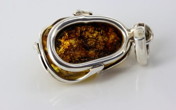 Green Baltic Amber Pendant Elegant Italian Style In 925 Silver PE0192 RRP£100!!!