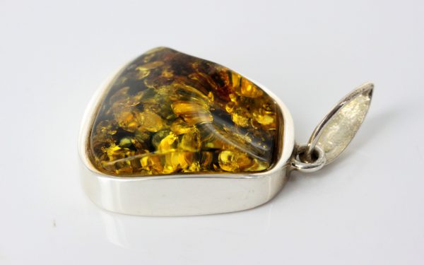 Green Baltic Amber Pendant Elegant Italian Style in 925 Silver PE0191 RRP£125!!!