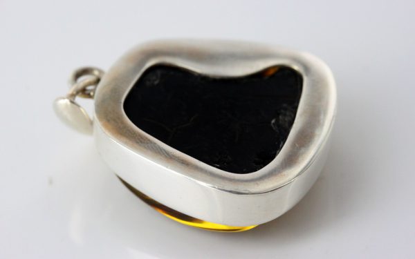 Green Baltic Amber Pendant Elegant Italian Style in 925 Silver PE0191 RRP£125!!!