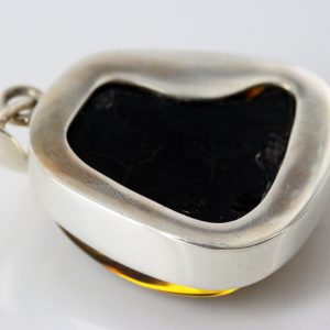 Green Baltic Amber Pendant Elegant Italian Style in 925 Silver PE0191 RRP£125!!!