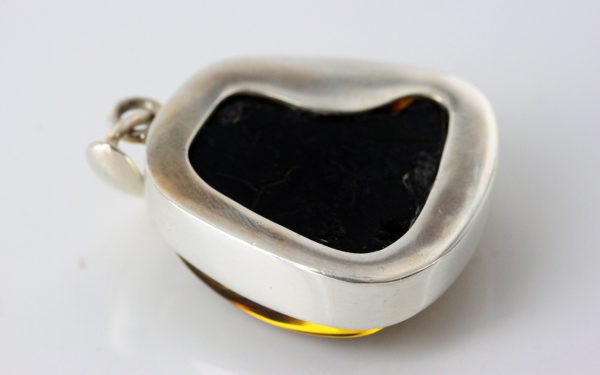 Green Baltic Amber Pendant Elegant Italian Style in 925 Silver PE0191 RRP£125!!!