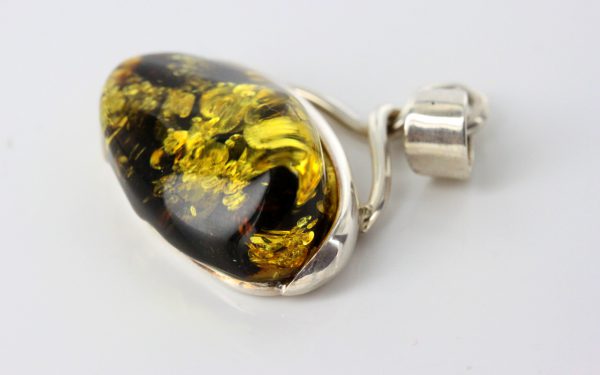 Amber Pendant German Green Baltic Handmade Unique 925 Silver PE0185 RRP£135!!!