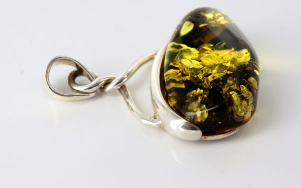 Amber Pendant German Green Baltic Handmade Unique 925 Silver PE0185 RRP£135!!!