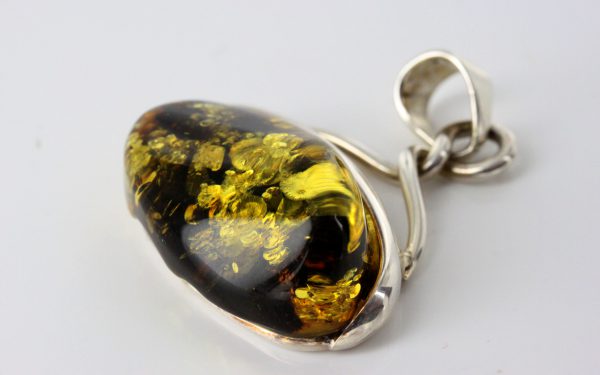 Amber Pendant German Green Baltic Handmade Unique 925 Silver PE0185 RRP£135!!!