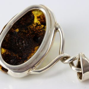 Amber Pendant German Green Baltic Handmade Unique 925 Silver PE0185 RRP£135!!!