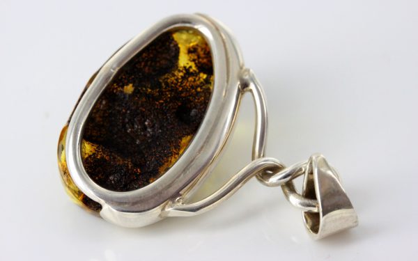 Amber Pendant German Green Baltic Handmade Unique 925 Silver PE0185 RRP£135!!!