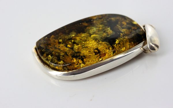 Amber Pendant German Green Baltic Handmade Unique 925 Silver PE0184 RRP£125!!!