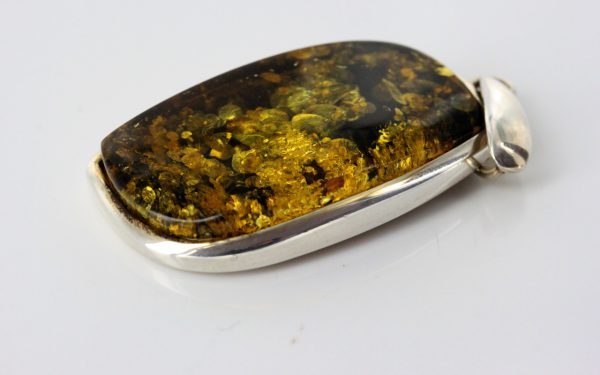 Amber Pendant German Green Baltic Handmade Unique 925 Silver PE0184 RRP£125!!!