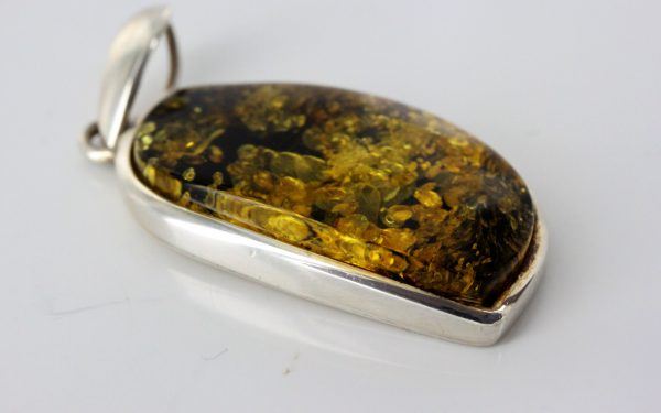 Amber Pendant German Green Baltic Handmade Unique 925 Silver PE0184 RRP£125!!!