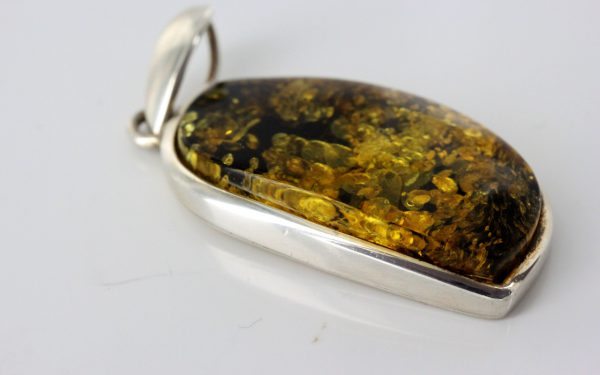 Amber Pendant German Green Baltic Handmade Unique 925 Silver PE0184 RRP£125!!!