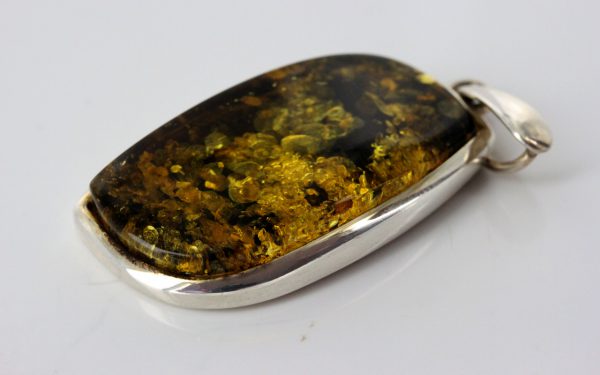 Amber Pendant German Green Baltic Handmade Unique 925 Silver PE0184 RRP£125!!!