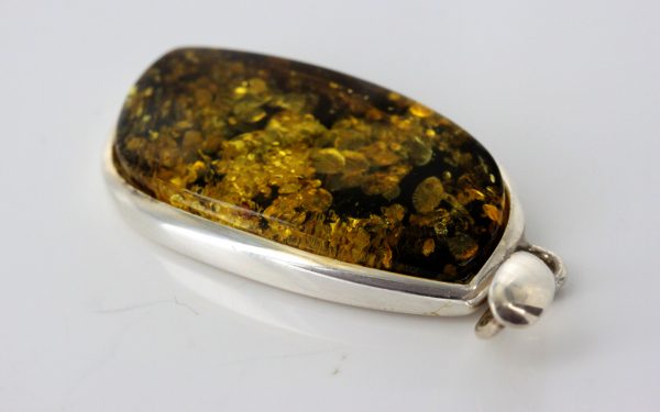 Amber Pendant German Green Baltic Handmade Unique 925 Silver PE0184 RRP£125!!!