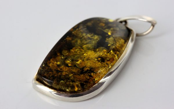 Amber Pendant German Green Baltic Handmade Unique 925 Silver PE0184 RRP£125!!!