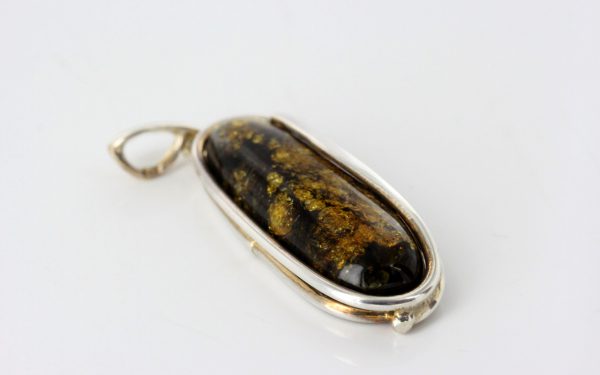 Silver Pendant German Green Baltic Amber Handmade Unique PE0186 RRP£125!!!