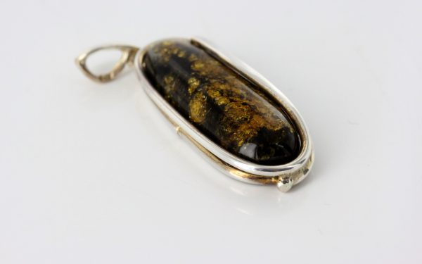 Silver Pendant German Green Baltic Amber Handmade Unique PE0186 RRP£125!!!