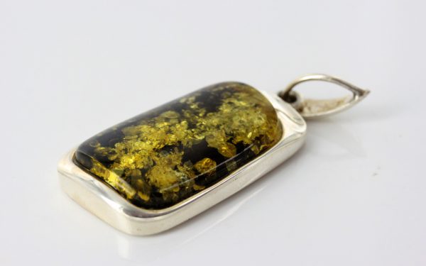 German Handmade Unique Green Baltic Amber Pendant 925 Silver PE0181 RRP£125!!!