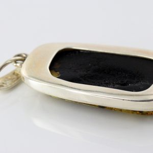 German Handmade Unique Green Baltic Amber Pendant 925 Silver PE0181 RRP£125!!!