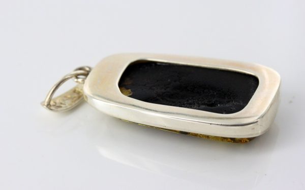 German Handmade Unique Green Baltic Amber Pendant 925 Silver PE0181 RRP£125!!!