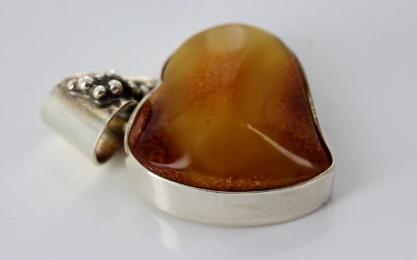 Baltic Amber Butterscotch Heart Pendant Handmade in 925 Silver PE0179 RRP£149!!!