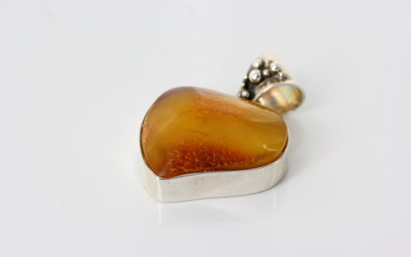 Baltic Amber Butterscotch Heart Pendant Handmade in 925 Silver PE0179 RRP£149!!!