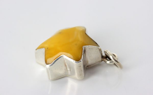 Butterscotch Baltic Amber Handmade Star Shaped in 925 Silver PE0145 RRP£155!!!