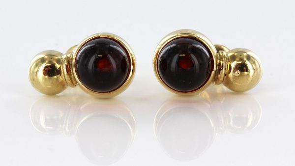 Italian Made German Baltic Amber Stud Earrings In 9ct Solid Gold GS0064 RRP £250!!!