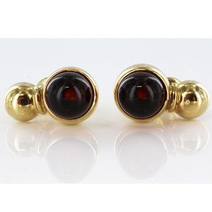 Italian Made German Baltic Amber Stud Earrings In 9ct Solid Gold GS0064 RRP £250!!!
