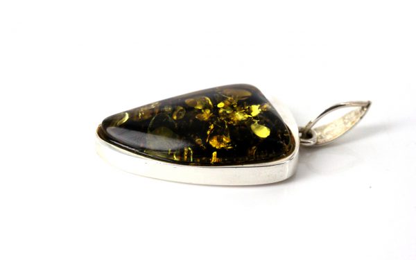 Green Baltic Amber Pendant Italian Style Unique In 925 Silver PE0209 RRP£120!!!