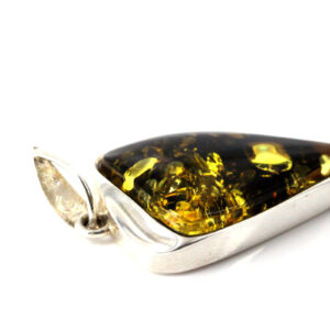 Green Baltic Amber Pendant Italian Style Unique In 925 Silver PE0209 RRP£120!!!