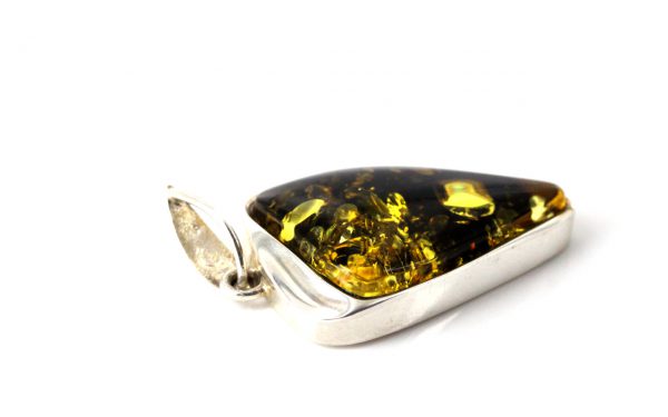 Green Baltic Amber Pendant Italian Style Unique In 925 Silver PE0209 RRP£120!!!