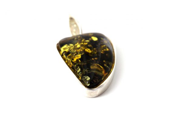 Green Baltic Amber Pendant Italian Style Unique In 925 Silver PE0209 RRP£120!!!