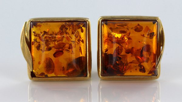 Italian Made German Elegant Baltic Amber Studs In 9ct Solid Gold GS0123 RRP£325!!!