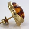 Italian Handmade Unique German Baltic Amber Stud Earrings In 9ct Solid Gold GS0016 RRP£325!!!