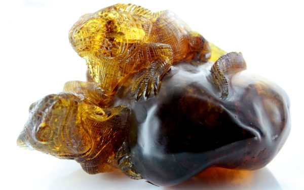 Lizards Mexican Amber Carving Super Quality Collectible Item - OT5228 RRP£9000!!