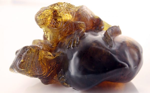 Lizards Mexican Amber Carving Super Quality Collectible Item - OT5228 RRP£9000!!