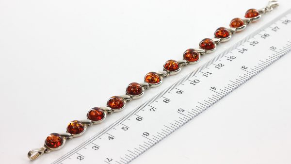 HANDMADE GERMAN COGNAC BALTIC AMBER ELEGANT BRACELET 925 SILVER BR005 RRP£140!!!