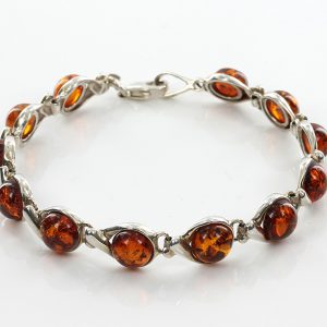 HANDMADE GERMAN COGNAC BALTIC AMBER ELEGANT BRACELET 925 SILVER BR005 RRP£140!!!