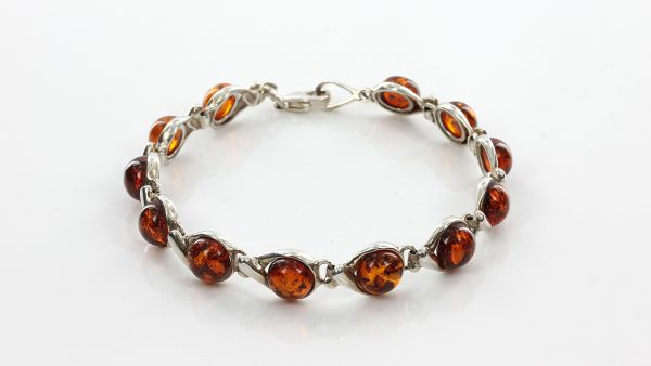 HANDMADE GERMAN COGNAC BALTIC AMBER ELEGANT BRACELET 925 SILVER BR005 RRP£140!!!