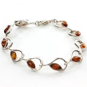 Italian Style German Baltic Amber Elegant Bracelet 925 Sterling Silver BR046 RRP£120!!!