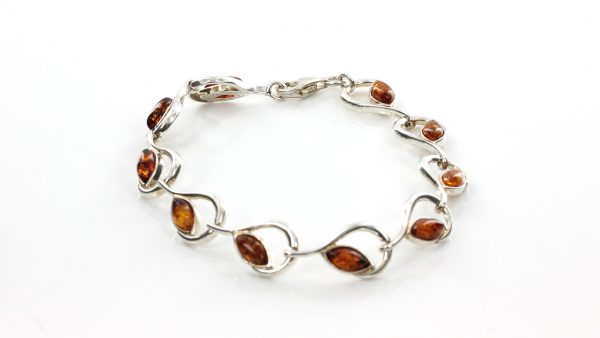 Italian Style German Baltic Amber Elegant Bracelet 925 Sterling Silver BR046 RRP£120!!!