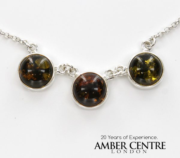 AMBER NECKLACE GREEN BALTIC Amber IN 925 STERLING SILVER N071 RRP£55!!!