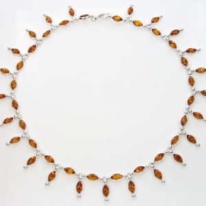 AMBER NECKLACE ELEGANT German BALTIC Amber in 925 STERLING SILVER- N068 RRP£265!!!